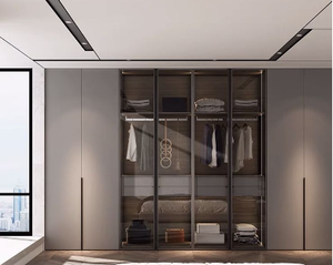 Armario de Dormitorio Principal de Estilo Minimalista Italiano con Marco de Aluminio, Serie de Vidrio Gris de Lujo Ligero, Tipo de Pie - Product Image 3