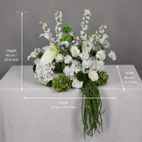 Centre de table floral artificiel blanc et vert pour mariage, arrangement floral pour piédestal de table et décoration de banquet