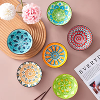 Juego de Regalo de 6 Tazones de Cerámica Estilo Bohemia de 4.75 Pulgadas, Diseño Más Reciente de 2025, Caja de Regalo para Boda, Vajilla de Porcelana para Cocina