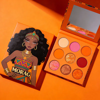 Palette de fards à paupières orange chaud 9 couleurs avec logo personnalisé, pigment professionnel, maquillage privé