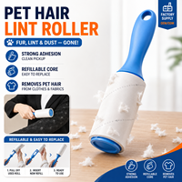 Rouleau anti-poils extra-adhésif pour animaux de compagnie avec feuilles de recharge remplaçables pour poils de chien et de chat, vêtements, canapé, literie