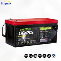 Batterie à décharge profonde robuste 24V 120AH LiFePO4 Marine avec BMS intelligent RS485, borne M8, 6000 cycles, durée de vie 10 ans, CE