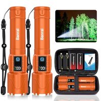 Lampe torche tactique LED rechargeable par USB Banral Super Bright Power avec faisceau long et corps en alliage d'aluminium