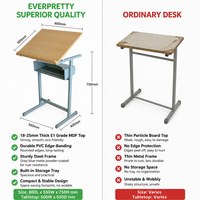 Table à dessin de qualité professionnelle avec plateau en MDF de classe E1 et axe inclinable de précision pour l'architecture, la conception et les projets scolaires d'art