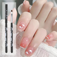 Pinceau français professionnel de luxe noir à manche fleuri pour gel UV et acrylique – Fournitures d'art des ongles