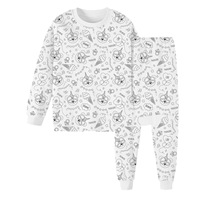 Pyjama enfant transfrontalier DIY à colorier, motif dessin animé, en coton et polyester, ensemble de vêtements d'intérieur, modèle 8002