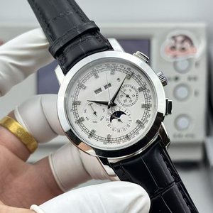 Custom Limited Edition <b>Automatic</b> Gear <b>Chronograph</b> Moon Phase Watch Silver Case Black Leather Strap Men High End Luxury - Product Image 1