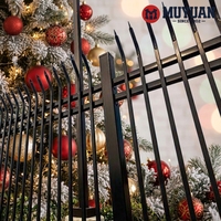 Clôture de ranch robuste anti-escalade en acier tubulaire à pointes, avec piquets, revêtement en poudre, pour délimitation de terrain