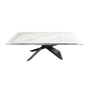 Mesa <span class=keywords><strong>de</strong></span> Comedor Extensible <span class=keywords><strong>de</strong></span> Mármol Moderna y Elegante con Patas Cruzadas, para Uso en Hogares, Hoteles y Salas <span class=keywords><strong>de</strong></span> Conferencias - Product Image 4