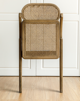 Vente en gros de chaises design en bois avec dossier de siège en rotin pour la maison chaise d'hôtel à manger avec canne pliante du milieu du siècle
