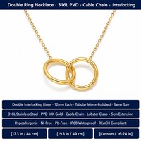 Collier ras du cou avec pendentif double cercle en acier inoxydable, vente en gros de bijoux