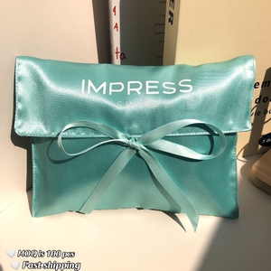 Bolsa de satén con logotipo personalizado impreso, doble capa, para ropa, pelucas, regalos, OEM/ODM, venta al por mayor, color verde - Product Image 1