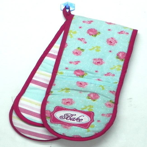 Custom Design Modern Double Oven Mitt Heat Resistant Kitchen Baking Glove <b>Long</b> Cotton Padded Pot Holder For Safe Cooking - Product Image 1