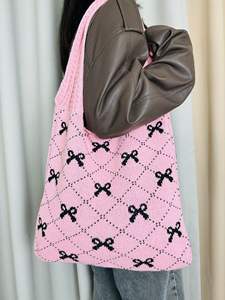 阿里巴巴中国网上购物天天针织袋手工编织编织手提袋蝴蝶结钩针肩包 - Product Image 5