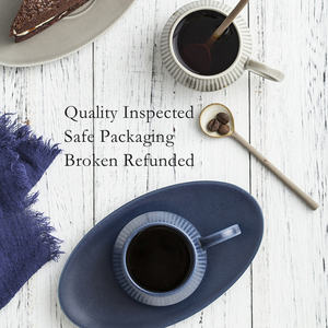 Vente en gros, Mini tasse à café et thé en céramique moderne gris bleu 4oz, ensemble de tasses et soucoupes à expresso - Product Image 3