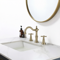Robinet de lavabo mural en laiton noir mat de luxe, mitigeur dissimulé à double poignée 3 trous, bec rotatif, moderne, pour salle de bain, céramique