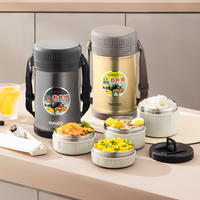 Boîte à lunch portable ronde en acier inoxydable sans BPA Tafuco de 1 à 3 L, étanche, avec couvercle en plastique pour le stockage des repas