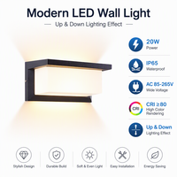 Applique murale LED extérieure moderne IP65 étanche 20W, éclairage haut/bas pour porche, jardin, villa, cour, couloir, façade