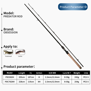 PREDATOR PDC – <span class=keywords><strong>canne</strong></span> à pêche <span class=keywords><strong>Casting</strong></span> 2.05m 2.28m, leurre puissant WT 8-50g, fournitures tête de serpent, <span class=keywords><strong>canne</strong></span> à pêche - Product Image 3