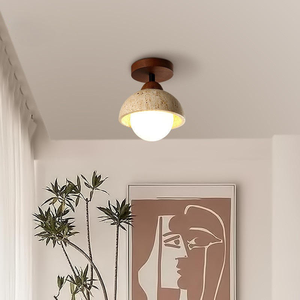 Lampadario Minimalista Retrò EOS in Travertino, Lampada a Sospensione LED Centrale 3500K Bianco Caldo, Alta Luminosità, Protezione Occhi, per Camera da Letto - Product Image 3