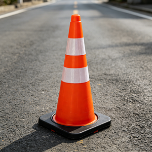 Cône de signalisation orange fluorescent hautement réfléchissant avec motif personnalisé pour la circulation nocturne - Product Image 6