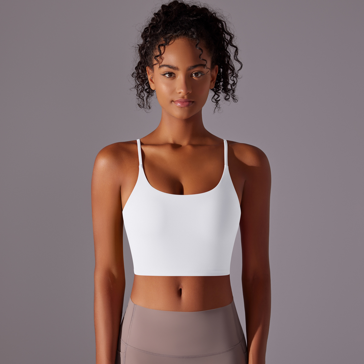 Solid-color Double-sided Nylon Semi-fixed Cup Training Sports Bra Tightens Height and Bouncy Fitness Vest for Women