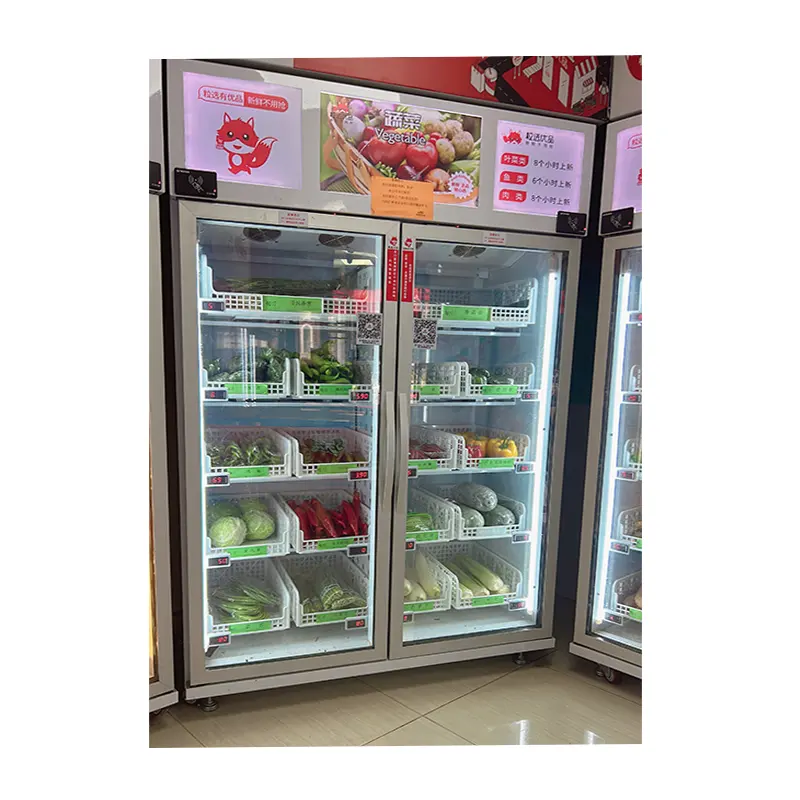 체중 감지 스마트 냉장고 야채 농장 제품 카드 리더기가있는 우유 자판기