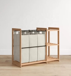 Bamboohomie miễn phí đứng giặt Giỏ quần áo bẩn tổ chức giá giặt giỏ tre giặt cản trở với bánh xe - Product Image 5