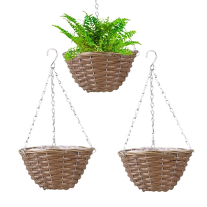 Water Hyacinth Hanging Planters Handwoven Flower Pot Set with <b>Liner</b> - Product Image 1