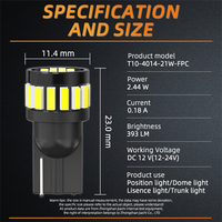 Ampoule LED T10 194 2,44W Super Lumineuse Plug-and-Play 168 W5W Type Cale 12-24V pour Éclairage Intérieur Automobile Plafonnier et Carte