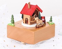 Boîte à musique de noël en bois personnalisée, mini carrousel cheval boîtes à musique décoratives en gros