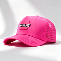 Gorra de Golf Rosa Neón de Alta Calidad, Gorra de Béisbol Estructurada de 5 Paneles, Gorra Deportiva Perforada con Corte Láser, Gorra Trucker Personalizada con Logotipo