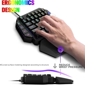 <span class=keywords><strong>Clavier</strong></span> mécanique de jeu USB-C ergonomique programmable à <span class=keywords><strong>une</strong></span> <span class=keywords><strong>main</strong></span> Free Wolf K5 avec bouton multimédia et design détachable - Product Image 2
