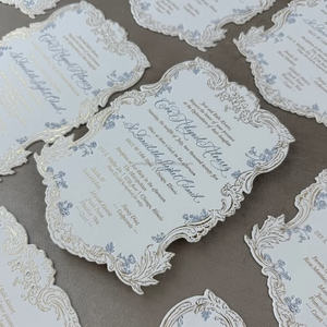 Vanilla <b>Printing</b> Premium Pure Cotton <b>Paper</b> Letterpress <b>Printing</b> Custom Die Cut Greeting Card for Save Date RSVP Details Model - Product Image 2