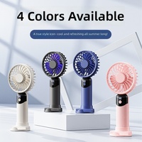Ventilateurs électriques portables miniatures avec logo personnalisé, 1200 mAh, écran LED, 6 vitesses, vent puissant, pliables, rechargeables par USB, petit ventilateur