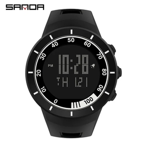 Montre homme <span class=keywords><strong>SANDA</strong></span> 9001, grand cadran rond, montre numérique LED de luxe, montres électroniques à bracelet, montres à double affichage - Product Image 4