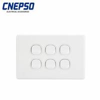 Cnepso Clispsal Série C2000 Certifié SAA 10A 16A 250V AC Prise murale 6 gangs 1 voie Norme australienne Nouvelle-Zélande Fidji