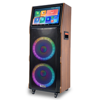 Haut-parleur de cinéma maison portable à double écran tactile de 12 pouces RGB LED BT sans fil USB WIFI Microphone intégré Batterie d'écran