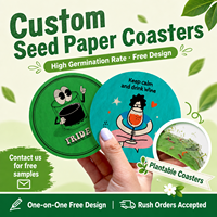 Posavasos de Papel con Semillas Impresas por Ambos Lados, Alta Tasa de Germinación, Alfombrillas Absorbentes y Aislantes del Calor para Bebidas