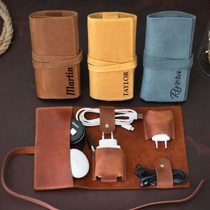 Étui de chargeur en cuir PU écologique de luxe, organisateur de câbles, grande capacité, style classique durable, sac de voyage - Product Image 3