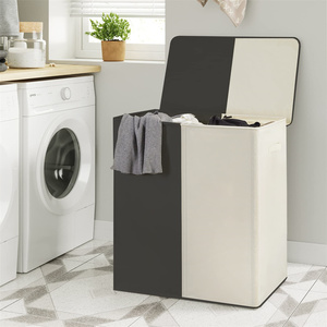 Cesto de ropa sucia doble con tapa y bolsas de lavandería extraíbles Cesto de ropa sucia grande de 154L Cesto de ropa sucia plegable de 2 secciones - Product Image 2