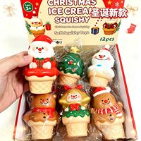 Jouet Squishy Glace de Noël en PU à Rebond Lent Anti-Stress Sensoriel Fidget 12 Pièces Boîte de Présentation Vente en Gros