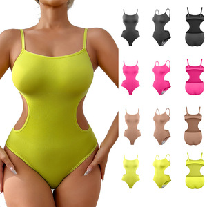 Nouveau produit phare : Shapewear amincissant taille en nylon tricoté, antibactérien, à dos nu, à bretelles, couleur unie, sexy et ouvert, style européen et américain - Product Image 1
