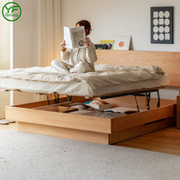 Ensemble de lit tatami en bois de cerisier moderne minimaliste personnalisable, lit double queen king avec rangement pour meubles de chambre à coucher