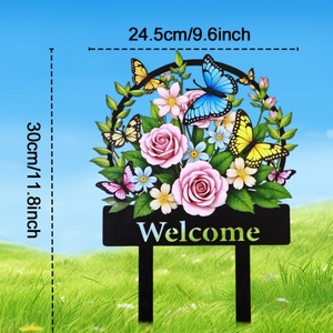 Mural Artístico de Flores en Metal, Venta al por Mayor, Crea tus Propias Letreros Personalizados para Jardín, Decoración Exterior, Adornos de Jardín - Product Image 1