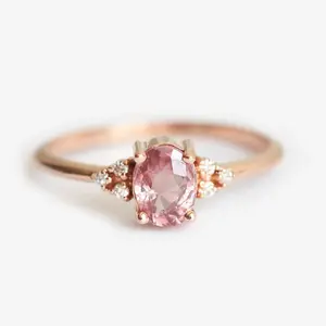 CAOSHI Dainty Pink Oval Kristall ring für Frauen Einfache Verlobung Fingerring Damen Rosa Trau ringe Frauen