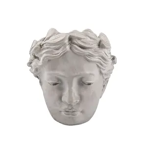 HP0215 Baru Tiba Dapat Digunakan Kembali Kepala dari Silikon Yunani Kuno Cetakan Pot Vas Wajah Manusia untuk Beton