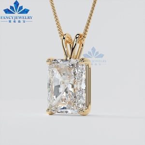 IGI bersertifikat <span class=keywords><strong>14K</strong></span> emas padat kuning emas liontin kalung 1ct 2ct 3ct potongan bercahaya Lab tumbuh berlian perhiasan - Product Image 2
