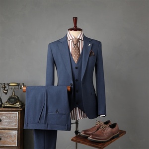 Vestido DE BODA formal de negocios para hombre de estilo británico y coreano Traje Delgado informal para <span class=keywords><strong>novio</strong></span> con frente plano de longitud larga - Product Image 1