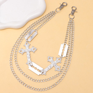 <b>Cross</b> Waist <b>Chain</b> Zinc Alloy Unisex Hip Hop Fashion Accessory Daily Wear White K - Product Image 3